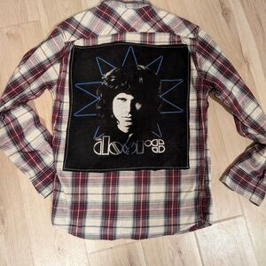 Plaid Long Sleeve Shirt with Graphic Back